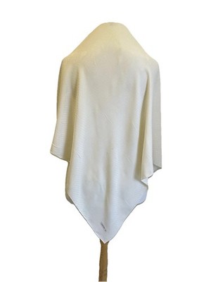 AS15# Mantero Ivory White Floral Jacquard Silk Scarf Square Shawl Vintage Wrap