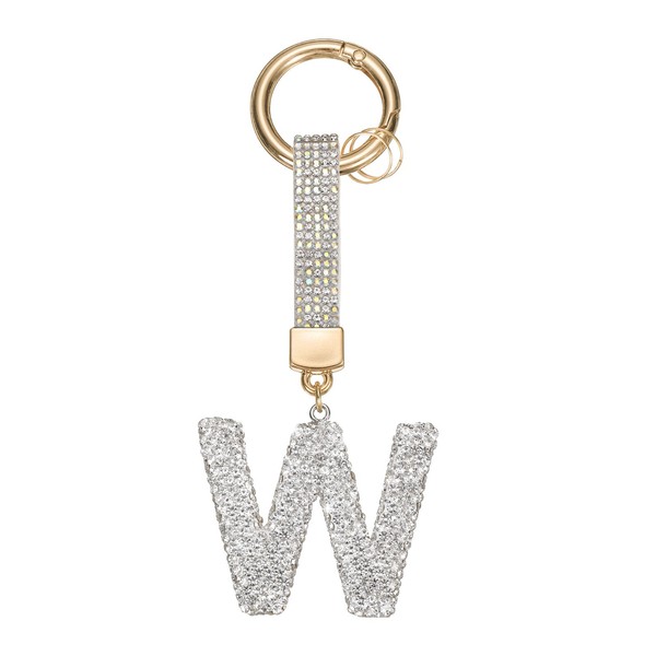 FüR Frauen, Niedlicher Glitzernder Strass SchlüSselanhäNger Weiß (Buchstabe W)-image