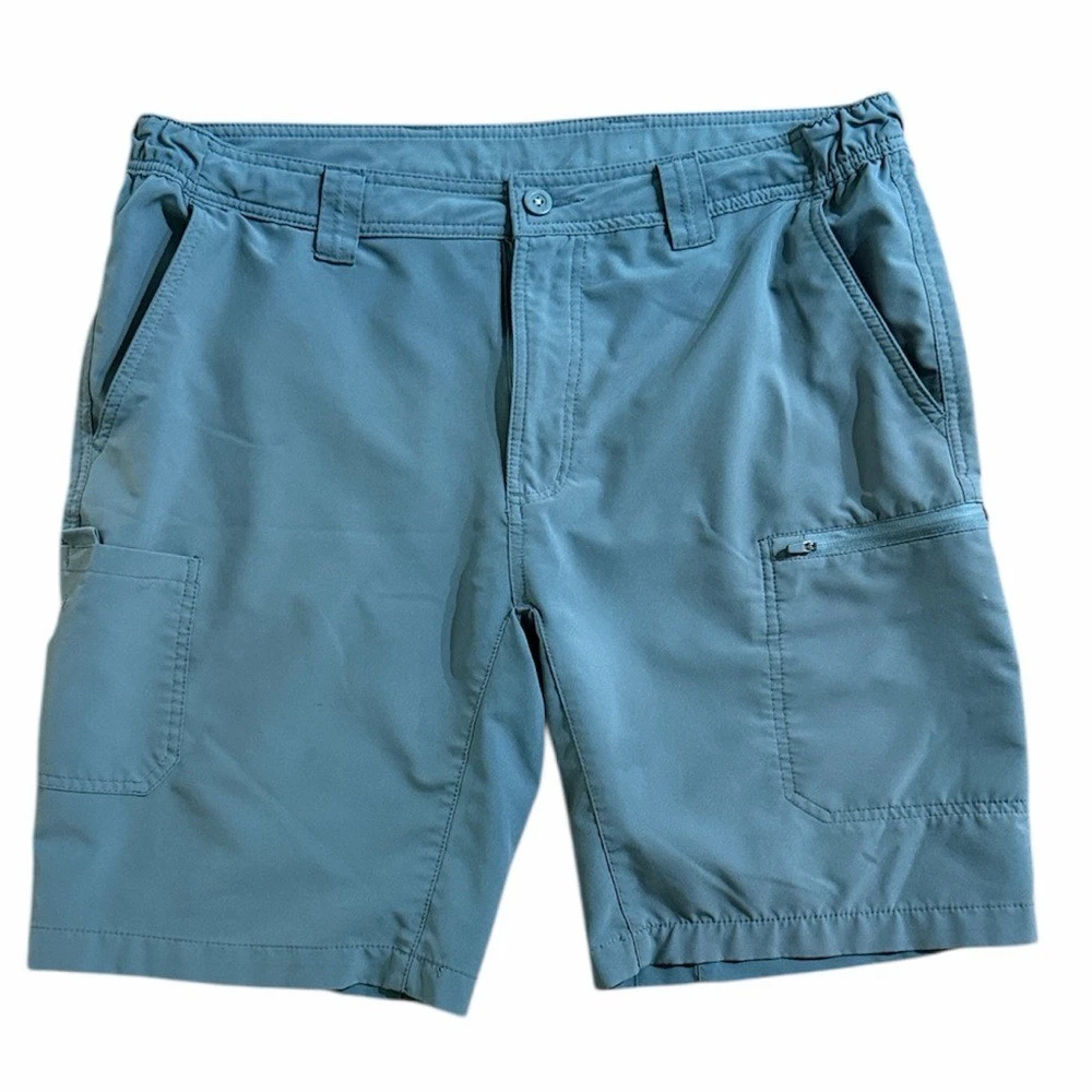 GILLZ Men Large Teal Blue Fishing 5 Pocket Zip Fly Casual Shorts