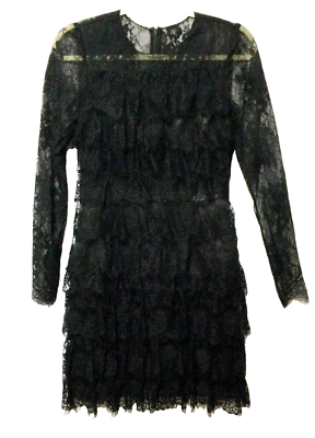 Women's Monique Lhuillier Layered Black Lace Long Sleeve Dress Size 4 | eBay