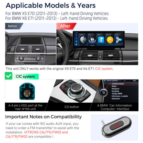14.9" Car Screen Android 14 4G 8G+128GB Retrofit GPS For BMW X5 E70 X6 E71 CIC - Picture 3 of 21