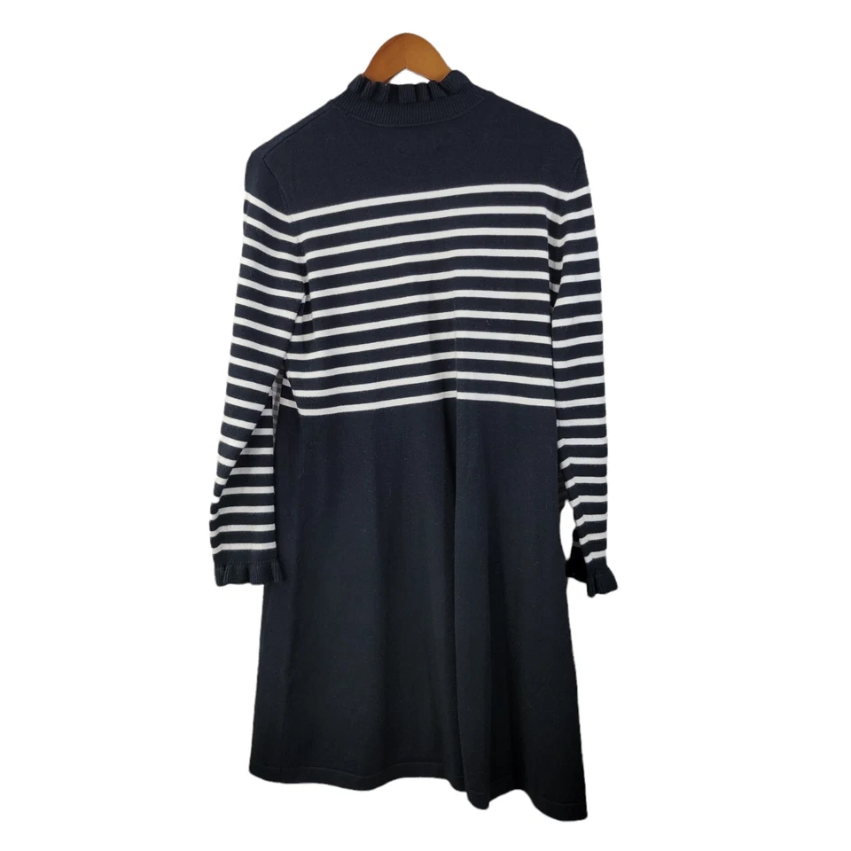 Eliza J Sweater Dress size XL Knit Career Knee Length Black White Stripe Ruffle - Image 4 of 4