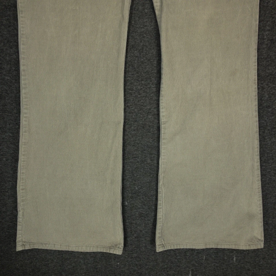 复古 Y2K L.E.I. 卡其色灯芯绒喇叭裤靴剪青少年尺寸 13 高腰 — 第 3/4 张图片