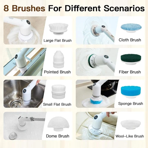 Electric Cleaning Brush Handheld Cleaner Cordless Spin Scrubber Kitchen Bathroom - Bild 7 von 8