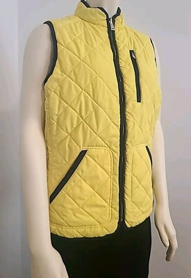 lauren ralph lauren womens Reversible Yellow Navy Puffer Jacket Vest Size L