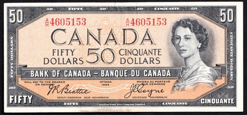 Canada 1954 $50 Fifty Dollar Banknote Beattie - Coyne A/H 4605153