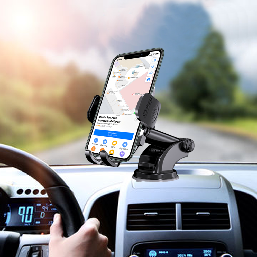 Universal Adjustable Car Phone Mount for Dashboard or Windshield - Fits All Phones-image