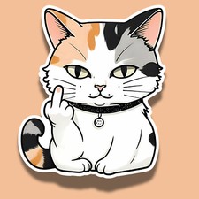 Middle Finger Cat Funny Mischievous Attitude Sassy 3" Vinyl Sticker