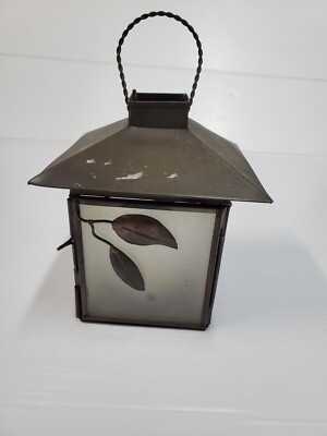 Glass and MetalCandle Lantern - 5x4x3'' - opening door leaf dsign!