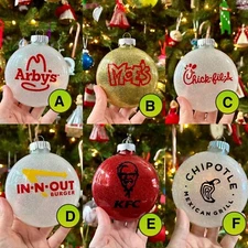 Handmade "Arby’s, moes, kfc, chick fil a, or Chipotle” Christmas Ornament!