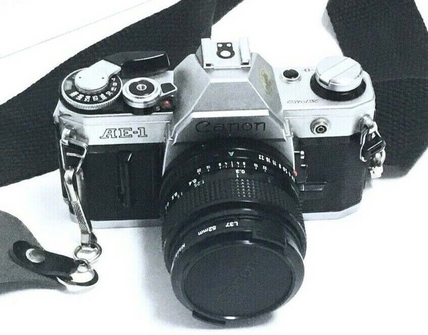 Canon AE-1 SLR Film Camera - Black/Silver. 35mm.50mm f/1.8 lens