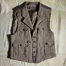 MENS vintage BEST Japanese British HUNTING VEST WAISTCOAT WOOL with COTTON BACK