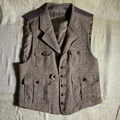 MENS vintage BEST Japanese British HUNTING VEST WAISTCOAT WOOL with COTTON BACK