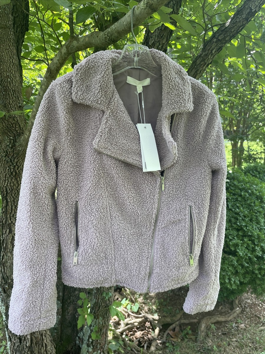New Adyson Parker Primrose Purple Sherpa MOTO JACKET Zip Bomber Sz