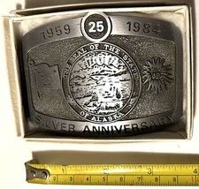 1984 ALASKA BELT BUCKLE SILVER ANNIVERSARY COMMEMORATIVE LTD EDT IN ORIGINAL BOX