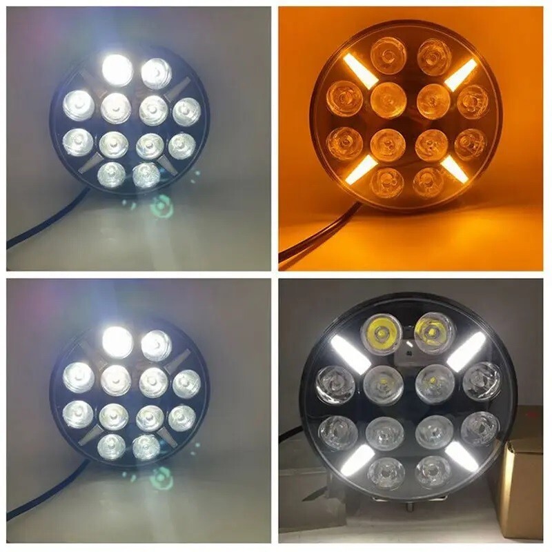 2 Phares Avant LED 60W - 12V/24V, 4 Modes (Route/Croisement/DRL) - Pour Moto, 4x4, VTT - Homologué E9