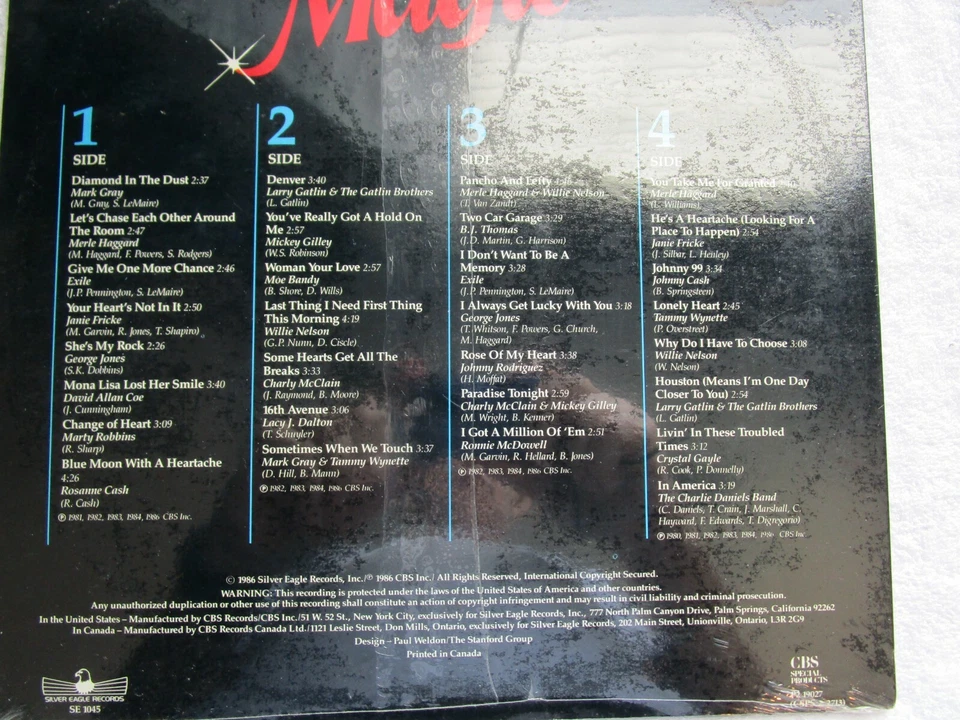 COUNTRY MAGIC 2 LP Set (Silver Eagle Records SE1045) Various Artist 1986 - Image 2 of 2