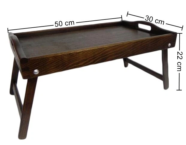 Wooden Lap Tray Breakfast in Bed Serving with Folding Legs Table Mate Dark Brown - Image 4 of 4