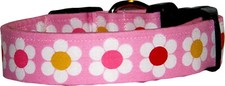 Pink Daisy Line Custom Handmade Dog Collar