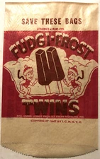 Vintage FUDGI FROST TWINS  Ice Cram Bar Bag 1947 Ice Cream Novelties NYC n-mint