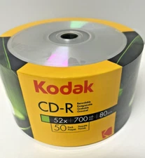 50 Kodak Blank 52X CD-R CDR 80min 700MB Media Disc 4895199900189 New 1210150