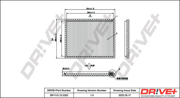 Dr!ve+ DP1110.12.0352 Filter, Innenluft FüR Chevrolet-image