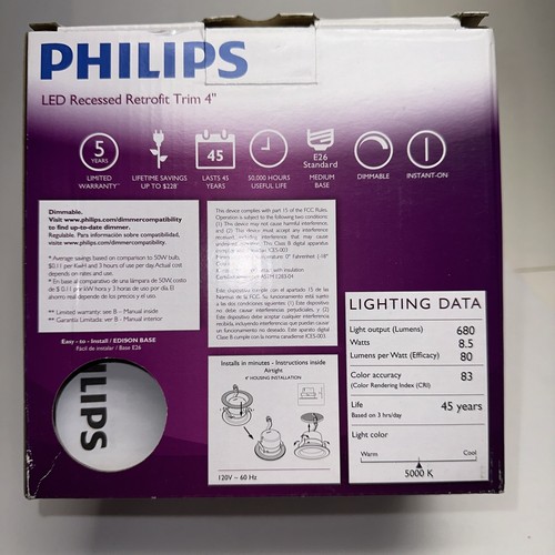 Philips Daylight LED 50W White (800003) Recessed Retrofit 4 Inch Trim - Picture 5 of 5