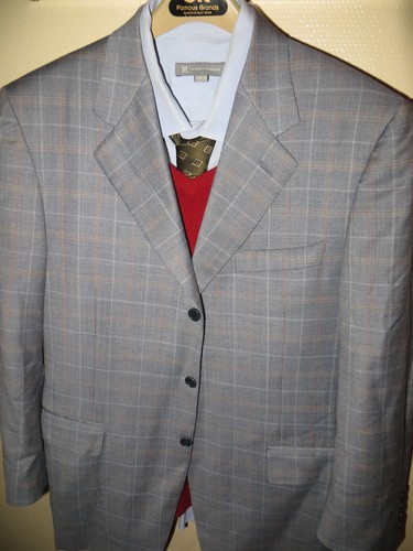 Canali Italy Blue Glen kariert kariert ganzjährig Wolle Sportmantel Blazer Anzug 40 50 - Bild 6 von 12