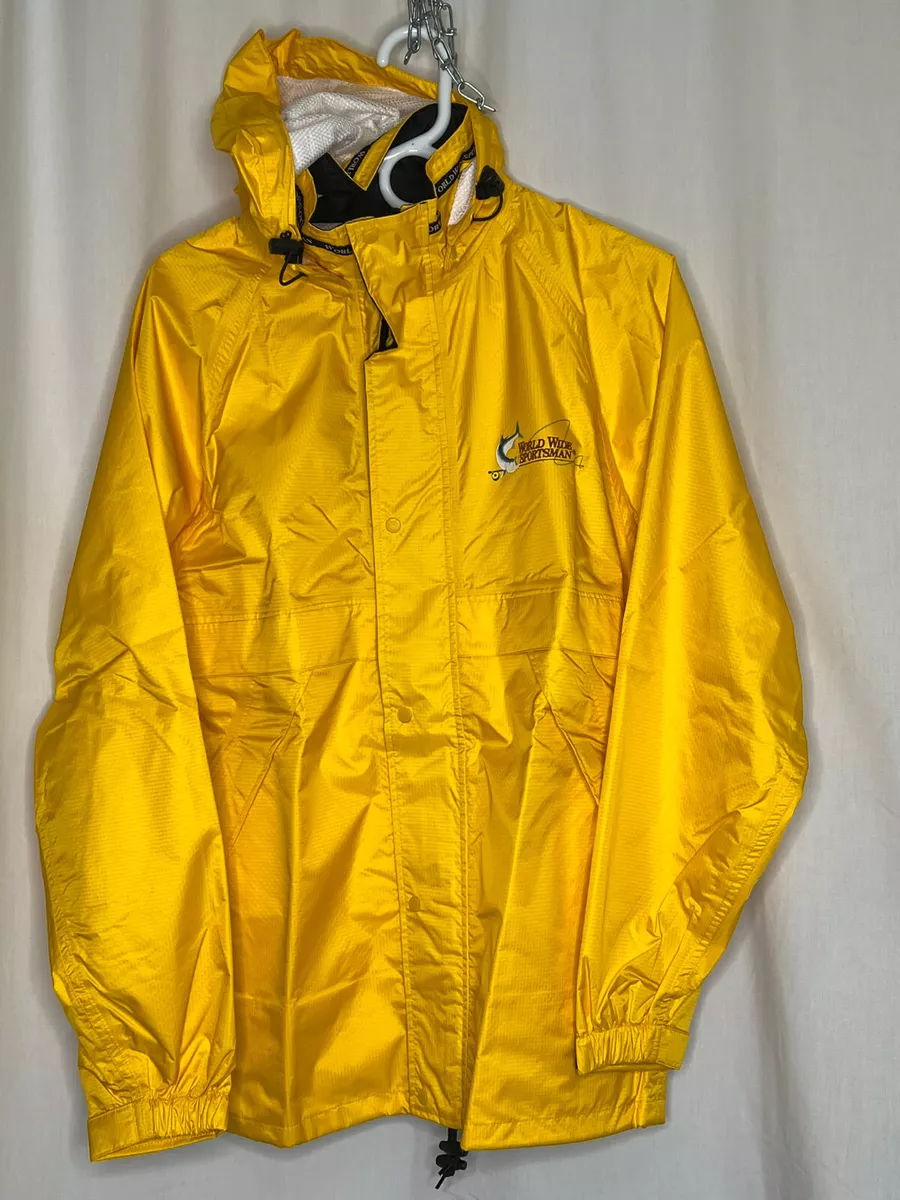 World Wide Sports Rain Jacket Hooded RN #74747 Nylon & Polyester Yellow  Small