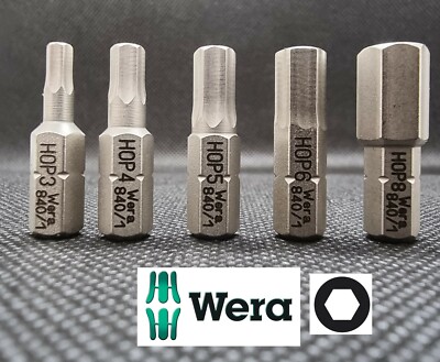 5-tlg Wera HEX Bits Innensechskant Bit Satz Set HOP 3 4 5 6 8 - 1/4'' x 25mm
