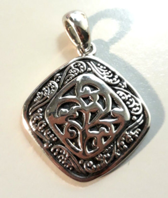 Lia Sophia 1'' Pendant Black Enamel Paisley Silver Tone Tree of Life Design