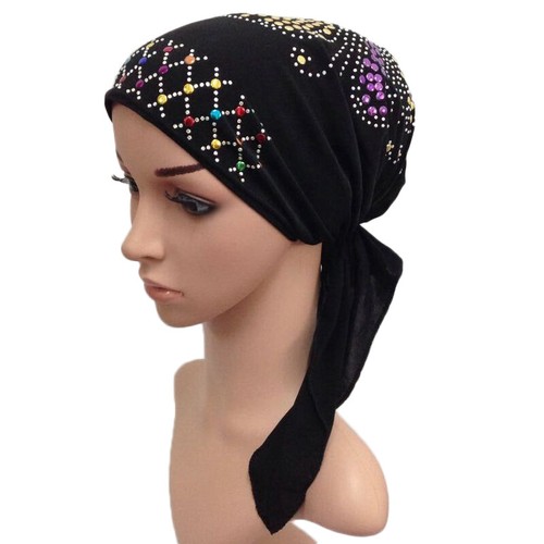 Muslim Women Hijab Scarf Turban Glitter Cap Cover Hair Care Islamic Hat Headwear - Picture 3 of 48