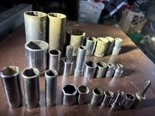 Lot Of 25 Snap On Sockets 1/4 & 3/8 & 1/2 Drive