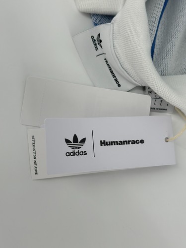 Adidas Shirt Mens Large Pharrell Human Race Cloud White Knit Polo Jersey HU1104 - Picture 15 of 21