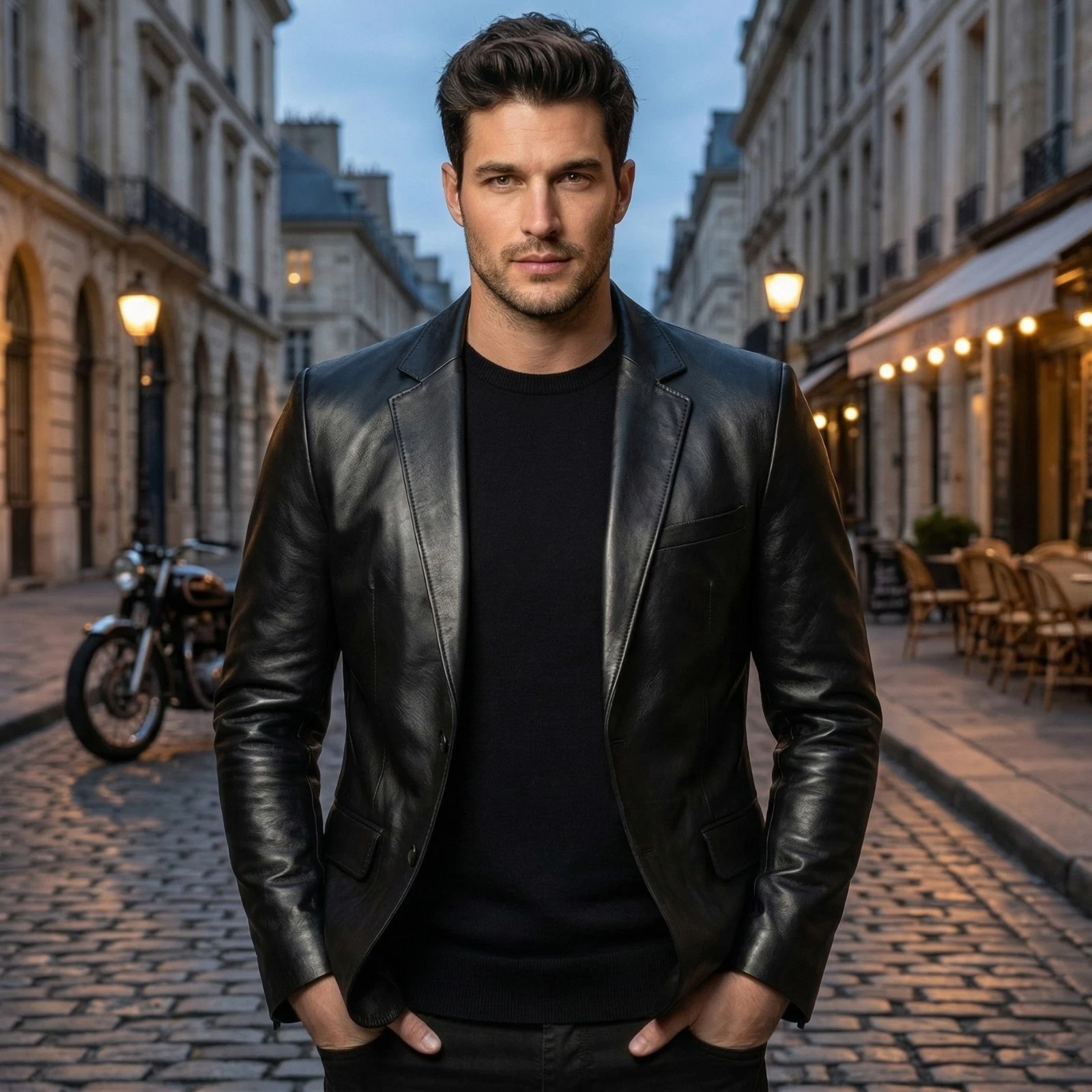 Men Black Soft Leather Blazer Slim Fit Casual Male Outwear Jacket Party Coat