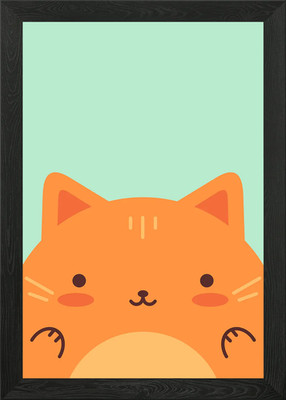 Cute Kawaii Cat Framed Wall Art Poster Canvas Print Picture