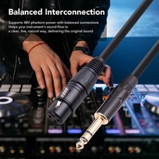 XLR Female to 1/4 TRS Cable Heavy Duty XLR 3Pin Female to 1/4 Inch 6.35mm TRS