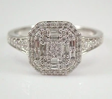 2.30 Ct Round Cut Moissanite Cluster Wedding Ring 14k White Gold Finish