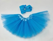 Toddler Newborn Baby Girl Blue Tutu Skirt With Bow Angel Photo Costume Outfits