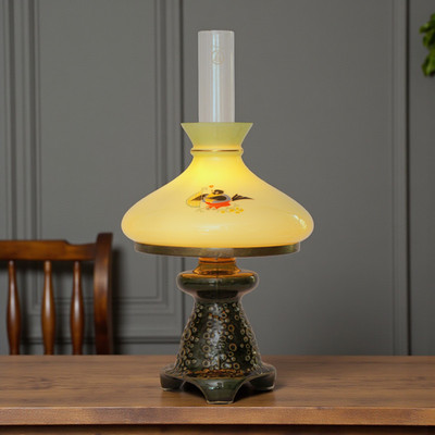 Arts & Crafts Art Déco Petroleum Lamp Ceramic Wałopt Wałbrzych, 1960s Poland