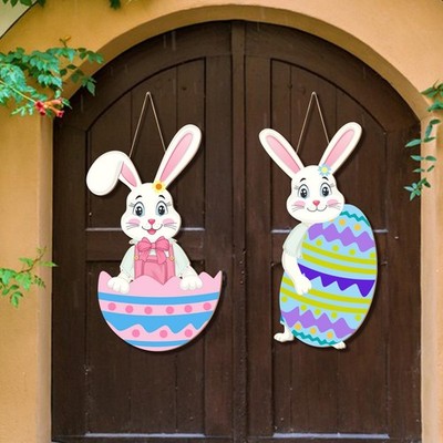 Easter Door Sign Large Bunny Front Door Wreath Lovely Spring Home Decor 2 PK