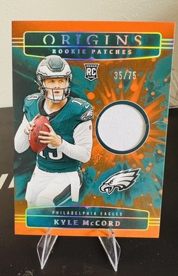 2025 Origins Kyle Mccord Rookie Patches Orange #/75 Eagles Rookie Prime Jersey