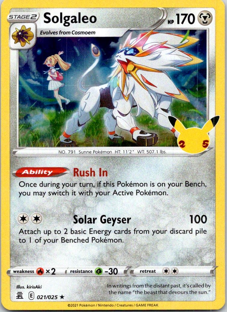 Solgaleo 021/025 Holo Rare Celebrations Pokemon Near Mint