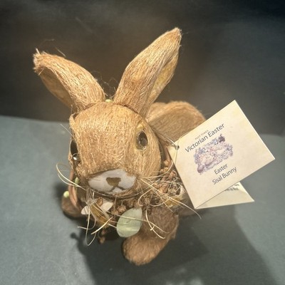 Vintage Past Times Victorian Ostern Sisal Hase Kaninchen Figur Blumen Deko 