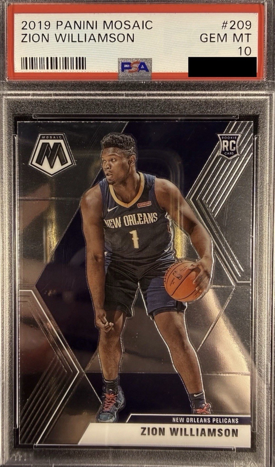 2019 PANINI MOSAIC #209 ZION WILLIAMSON ROOKIE CARD - PSA 10