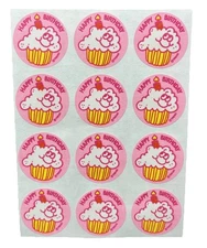 Vintage Trend Scratch And Sniff Stickers WHIPPED CREAM Happy Birthday Cupcakes