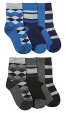 Jefferies Socks Boys Fashion Crew 6 Pack X-Small - 2-4 X-Small, Argyle
