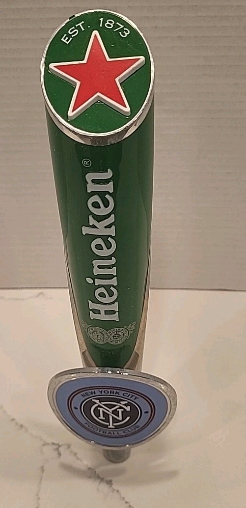 Heineken Beer Bar Tap Handle Green Red New York City Football Club 11.5" RARE