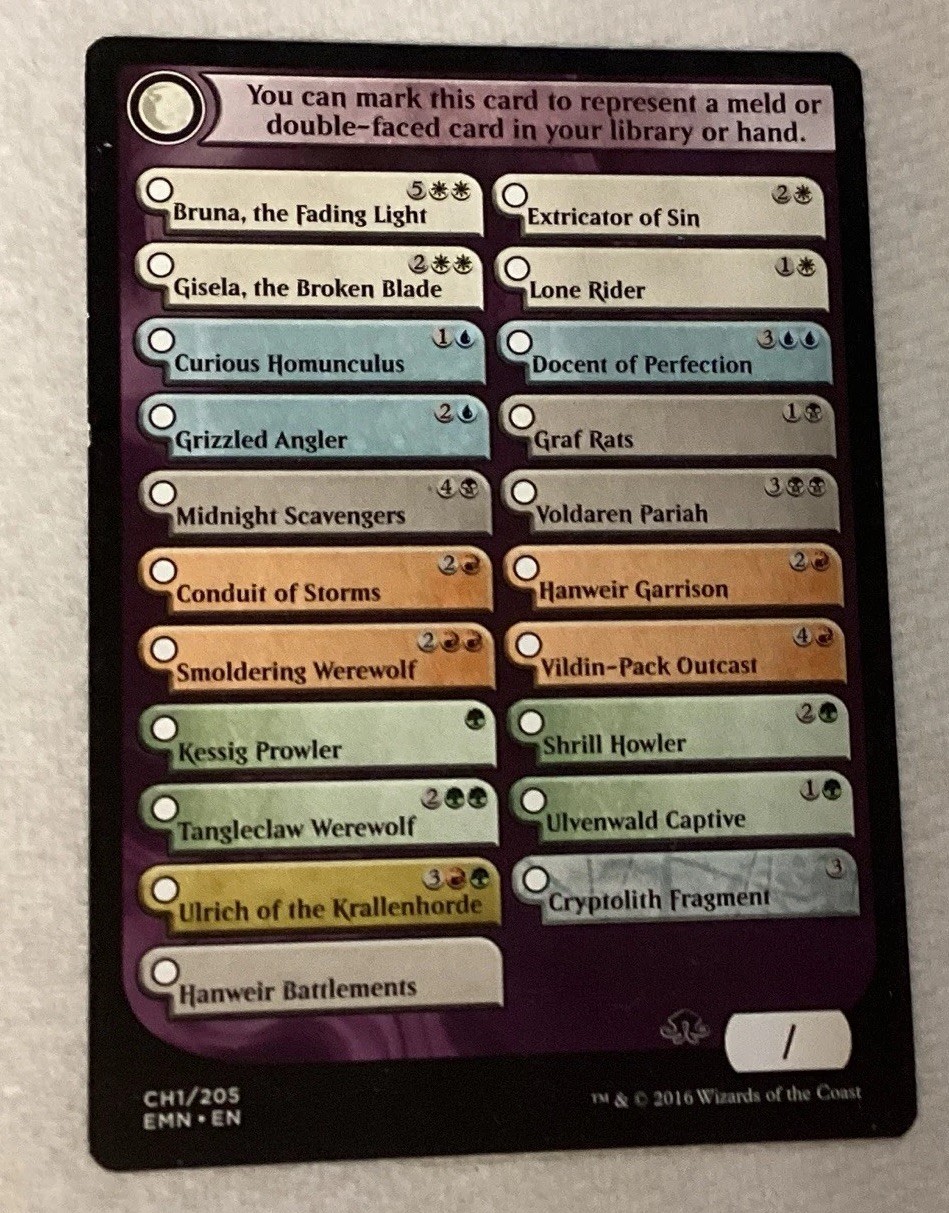 Wizards of the Coast Checklist Card Eldritch Moon 1 Token Regular EN 2016 DFC