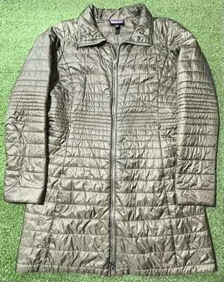 Patagonia Kai Lee Parka Long Puffer Jacket Coat Women s Size Large Olive Green